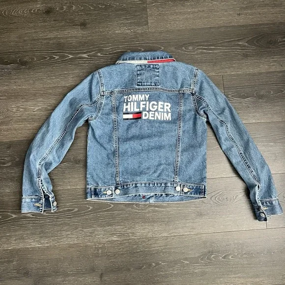 TOMMY HILFIGER Vintage Womens Small 90s Y2K Denim Jean Trucker Jacket Western - Picture 1 of 12
